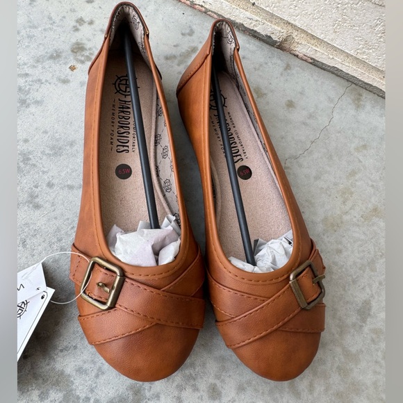 Harborsides Grape Ballet Flats buckle Brown Size 6.5W wide width NWT - Picture 1 of 8